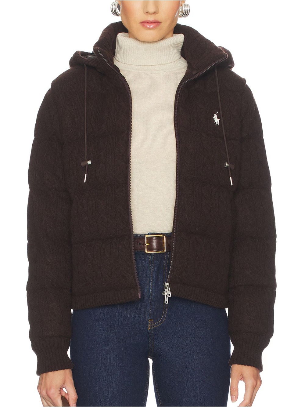 Polo Ralph Lauren Cable Knit Wool Cashmere Quilted Jacket